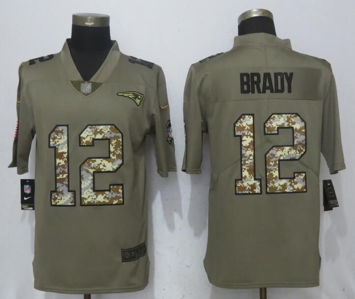 Men New England Patriots #12 Brady Olive Camo Carson 2017 Salute to Service Nike Limited NFL Jerseys->new england patriots->NFL Jersey